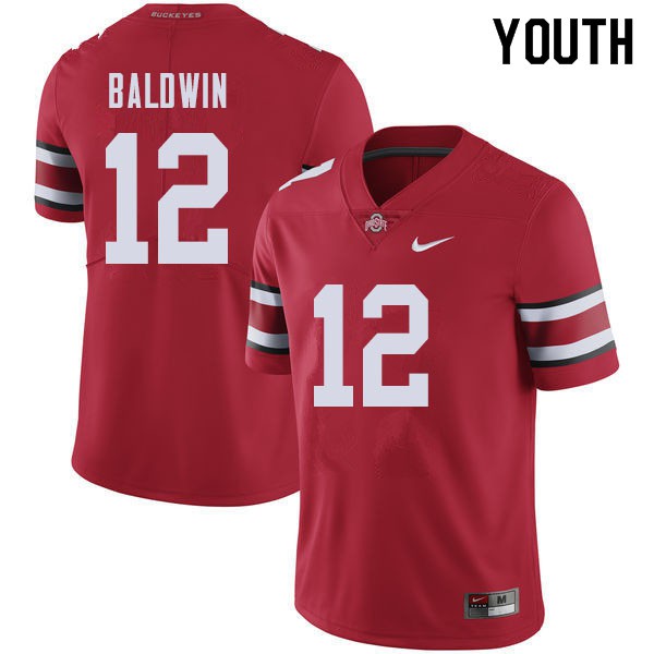 Ohio State Buckeyes #12 Matthew Baldwin Youth Stitch Jersey Red